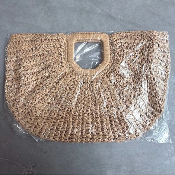 Ramla Bohemian Rattan Half Moon Bag- Tan - Picture 4 of 4